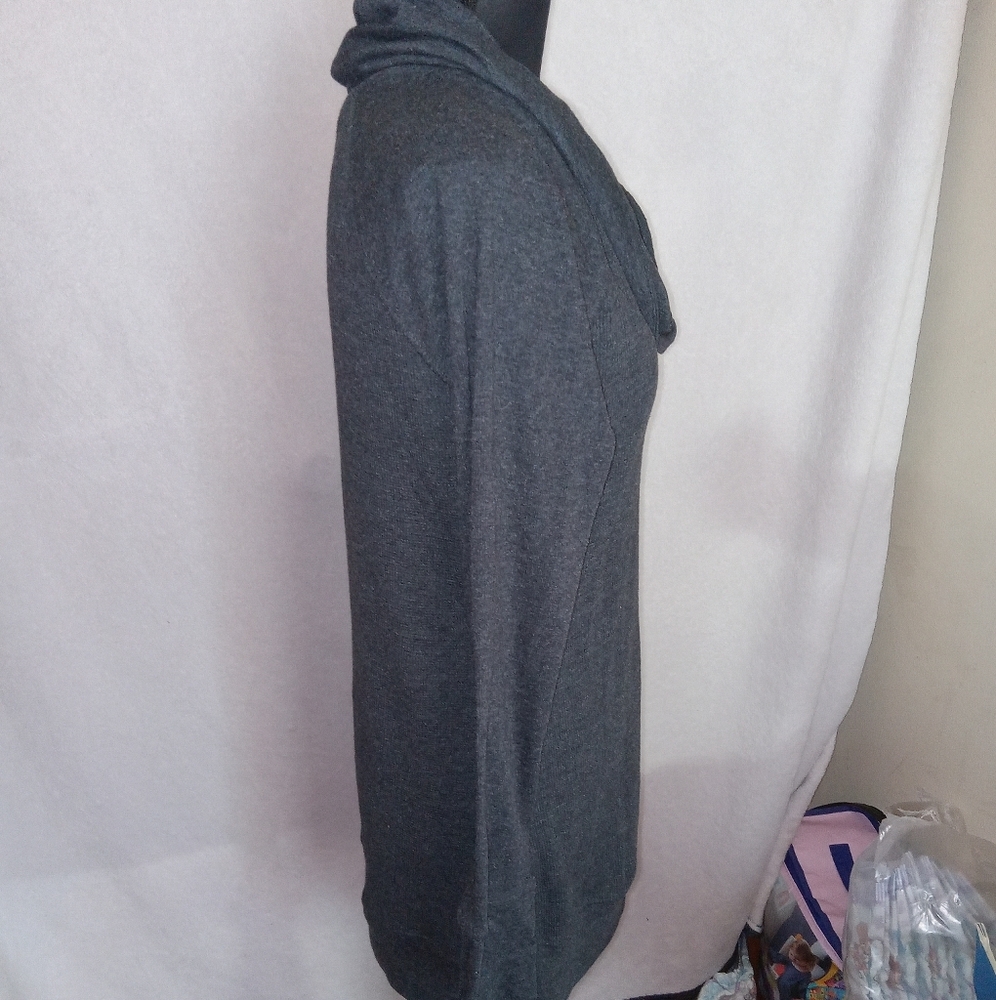 Eddie Bauer Tunic Sweater Women's Size M Gray Cowl Neck Waffle Knit Long Sleeve - Picture 11 of 12